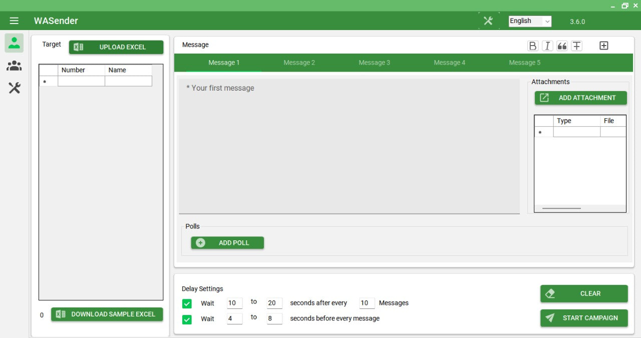 WA Sender 3.6.0 Bulk WhatsApp Marketing Software Dashboard