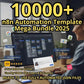 Person using computer displaying n8n automation workflow, promoting 10000+ n8n template bundle 2025.