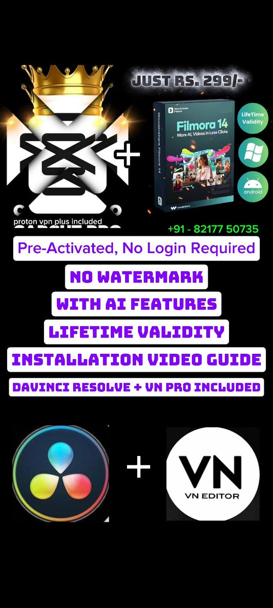 Diwali Combo Pack for Video Editors – CapCut Pro + Filmora 14 + DaVinci Resolve + VN Pro - Digi Cart